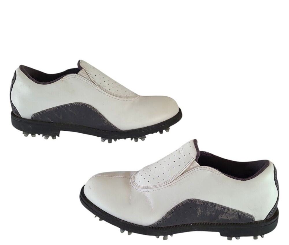 Adidas Womens Golf Cleats SZ 7 White/Black Perforated Slip On Shoe